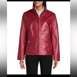 Women's Red Leather Jacket